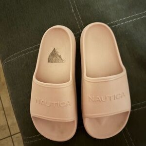 Nautica Light Blush Pink Logo Slide Sandals